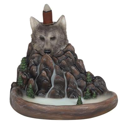 Backflow Wierook Houder Bronskleurige Grijze Wolf Polyresin (16 cm) Backflow Wierook Houder Bronskleurige Grijze Wolf Polyresin (16 cm)