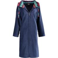 Cawö Cawö 6134 Dames Korte badjas met capuchon en rits - saphir-181