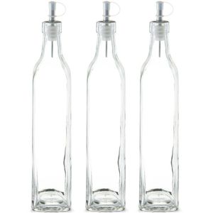 6x Glazen azijn/olie flessen met schenktuit 500 ml