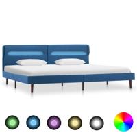 vidaXL Bedframe met LED stof blauw 160x200 cm