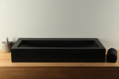 Terrazzo Spoelbak Zwart Rechthoek 90x41 cm Zonder Kraangat | TZS 034Szk Terrazzo Spoelbak Zwart Rechthoek 90x41 cm Zonder Kraangat | TZS 034Szk