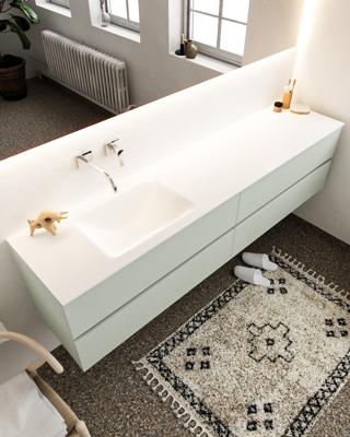 Mondiaz Vica 200cm badmeubel greey 4 lades wastafel Cloud links zonder kraangat Mondiaz Vica 200cm badmeubel greey 4 lades wastafel Cloud links zonder kraangat