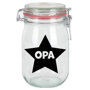 Bellatio Decorations Cadeau voorraadpot/snoeppot - opa - glas - 11 x 11 cm - 1 liter - verjaardag   -