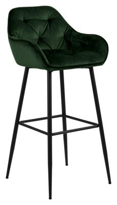 Bendt Barkruk 'Loren' Velvet, kleur Forest Green (zithoogte 79cm)