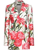 Dolce & Gabbana blazer croisé à fleurs imprimées - Blanc