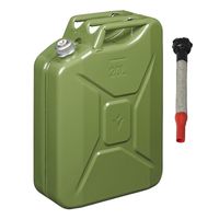 Metalen jerrycan legergroen voor brandstof met magnetische dop 20 liter incl. grijze schenktuit