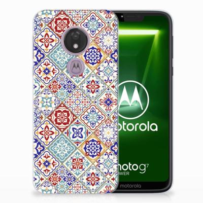 Motorola Moto G7 Power TPU Siliconen Hoesje Tiles Color Motorola Moto G7 Power TPU Siliconen Hoesje Tiles Color
