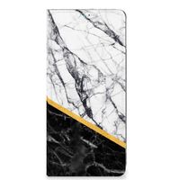 OPPO A98 5G Standcase Marmer Wit Zwart - Origineel Cadeau Man - thumbnail