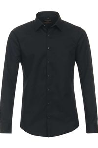 Redmond Slim Fit Overhemd zwart, Effen