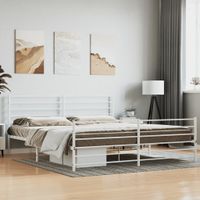 Bedframe met hoofd- en voeteneinde metaal wit 200x200 cm - thumbnail