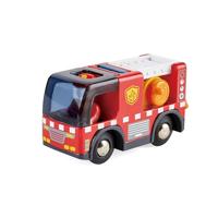 Hape E3737 Fire Engine with Siren - Compatible with Wooden Train Set - Track Accessories