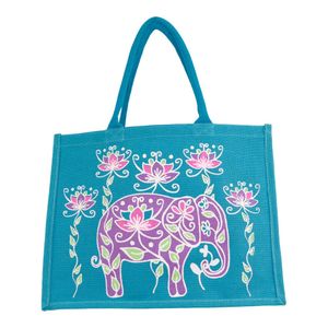 Juten Tas Olifant Turquoise