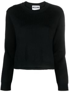 Moschino pull en laine vierge à logo en jacquard - Noir