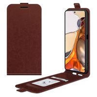 Xiaomi 11T/11T Pro Verticale Flip Case met Kaarthouder - Bruin - thumbnail