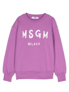 MSGM Kids sweat en coton à logo imprimé - Violet