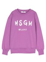 MSGM Kids sweat en coton à logo imprimé - Violet