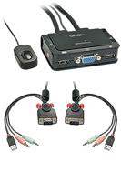 LINDY 42342 KVM-switch met 2 poorten VGA, USB 2.0 & Audio Cable