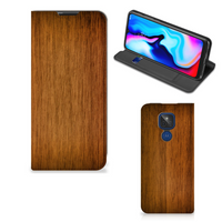 Motorola Moto G9 Play Book Wallet Case Donker Hout