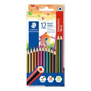 Staedtler Noris colour 185 Zwart, Blauw, Bruin, Groen, Magenta, Oranje, Perzik, Paars, Rood, Geel 12 stuk(s)