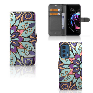 Motorola Edge 20 Pro Hoesje Purple Flower