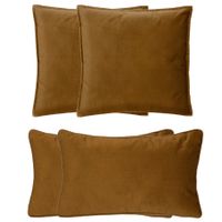 Bank/sierkussens huiskamer Sophia - set 4x stuks - Goud/bruin - polyester - met rits - 2 formaten - thumbnail