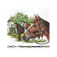 20x Gekleurde 3-laags servetten paarden 33 x 33 cm - thumbnail