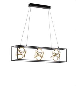 Fischer & Honsel Design hanglamp Gesa zwart met goud 60404