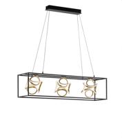 Fischer & Honsel Design hanglamp Gesa zwart met goud 60404 - thumbnail