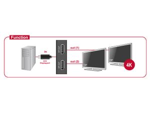 Delock 87695 DisplayPort 1.2-splitter 1 x mini-DisplayPort in > 2 x DisplayPort uit 4K