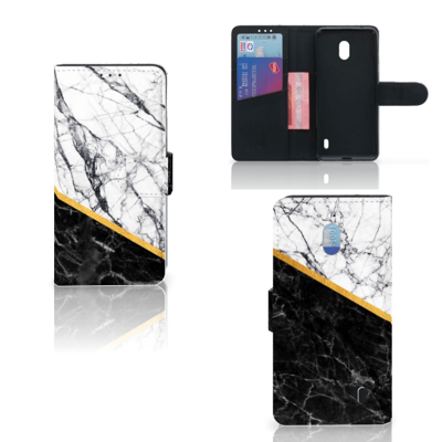 Nokia 2.2 Bookcase Marmer Wit Zwart - Origineel Cadeau Man