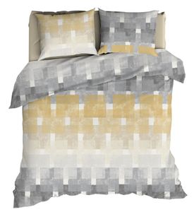 Romanette Flanellen Dekbedovertrek Brixen Beige/Grijs-Lits-jumeaux (240 x 200/220 cm)