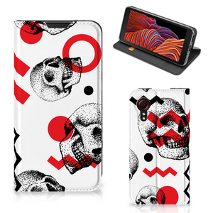 Mobiel BookCase Samsung Galaxy Xcover 5 Skull Red