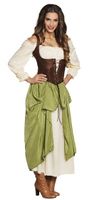 Boland Verkleedpak Village Wench Dames Groen Maat 36/38 - thumbnail