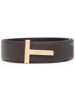 TOM FORD ceinture en cuir à plaque logo - Marron - thumbnail