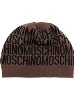 Moschino bonnet à logo en intarsia - Marron