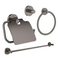 GROHE Essentials accessoireset 4-delig met handdoekring, handdoekhouder, handdoekhaak en toiletrolhouder met klep brushed hard graphite sw98945/sw98977/sw99001/sw99017/ - thumbnail