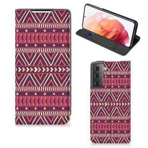 Samsung Galaxy S21 Hoesje met Magneet Aztec Paars