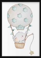 Poster - Olifant in hete luchtballon - thumbnail