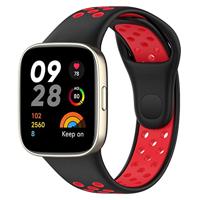 By Qubix - Siliconen sportband - Zwart met rood - Compatible met Xiaomi Redmi Watch 3 - Compatible Xiaomi bandje