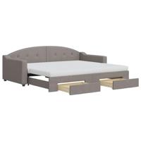 vidaXL Slaapbank met onderschuifbed en lades 90x200 cm stof taupe