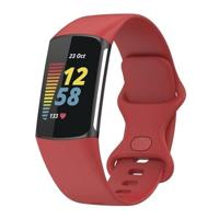 By Qubix - Compatible met Fitbit Charge 5 - Fitbit Charge 6 Sportbandje met dubbele lus - Rood - Maat: L - Compatible fitbit bandje