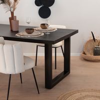 LivingFurn Eettafel Kala Mangohout en staal, 240 x 100cm - zwart - thumbnail