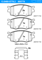 Remblokkenset, schijfrem ATE, u.a. für Hyundai, KIA