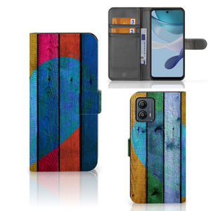 Motorola Moto G53 Book Style Case Wood Heart - Cadeau voor je Vriend