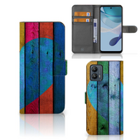 Motorola Moto G53 Book Style Case Wood Heart - Cadeau voor je Vriend - thumbnail