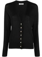 Jil Sander cardigan en maille fine à col v - Noir