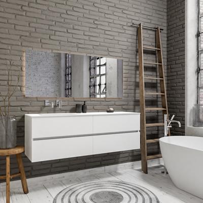 Zaro Valencia Solid Surface badmeubel 150cm mat wit zonder kraangat spoelbak links 4 lades Zaro Valencia Solid Surface badmeubel 150cm mat wit zonder kraangat spoelbak links 4 lades