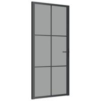 Binnendeur 93x201,5 cm ESG-glas en aluminium zwart