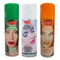 Set van 3x kleuren haarverf/haarspray van 125 ml - Groen, Oranje en Wit