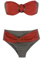 Brigitte bikini bicolore à boucles - Marron